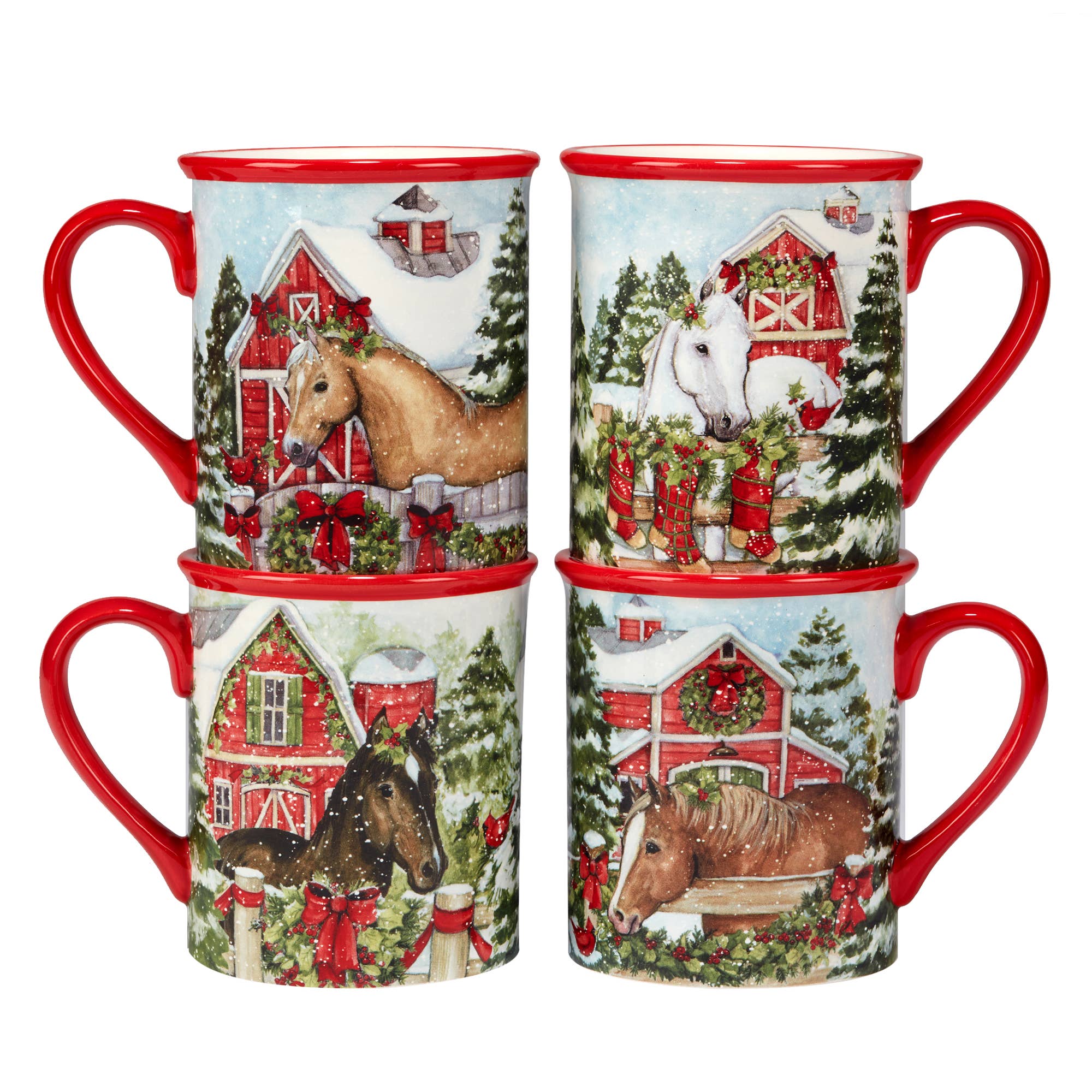 White Christmas Horse Mug
