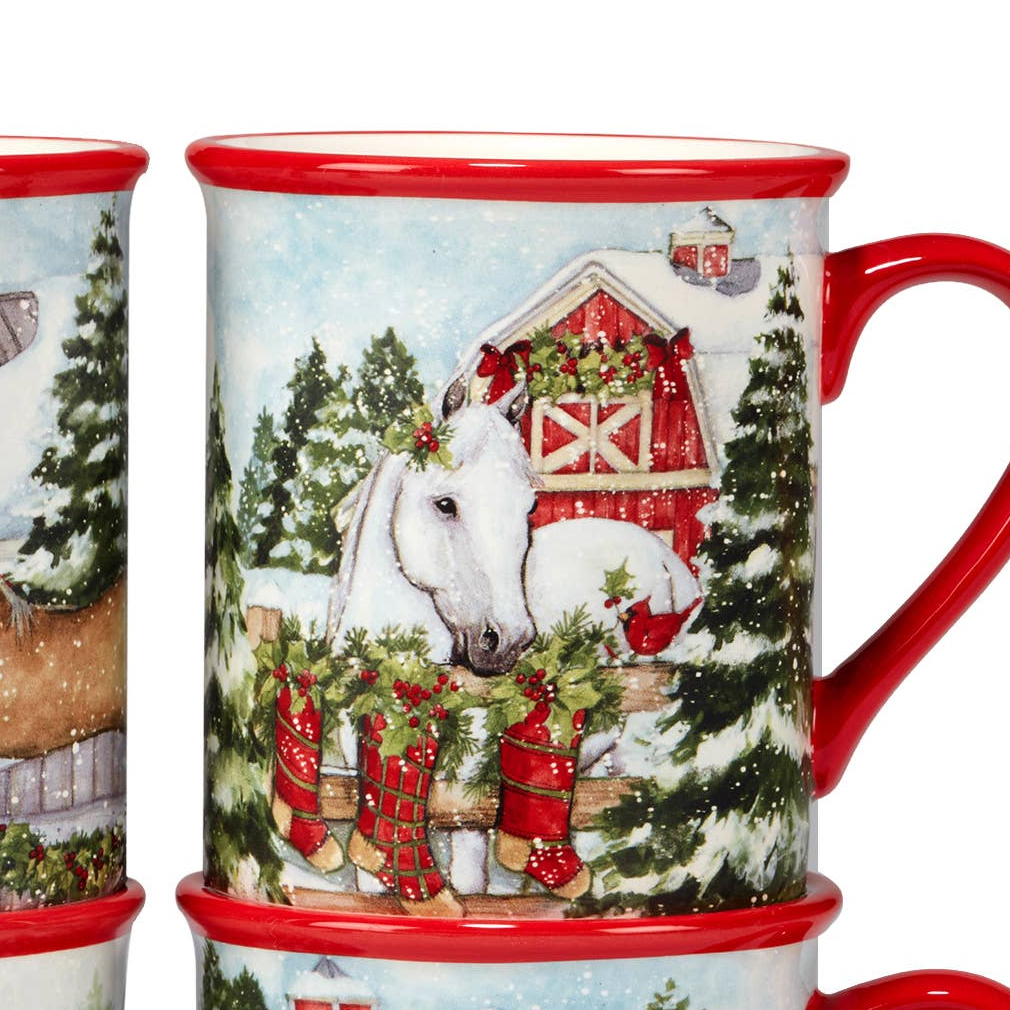 White Christmas Horse Mug