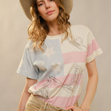 American Cowgirl Embroidered Crewneck Top