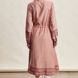 Cowgirl Embroidered Dress in Dusty Rose