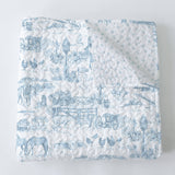 farm baby quilt in blue