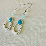 Lucky Horseshoe Aqua Dangles