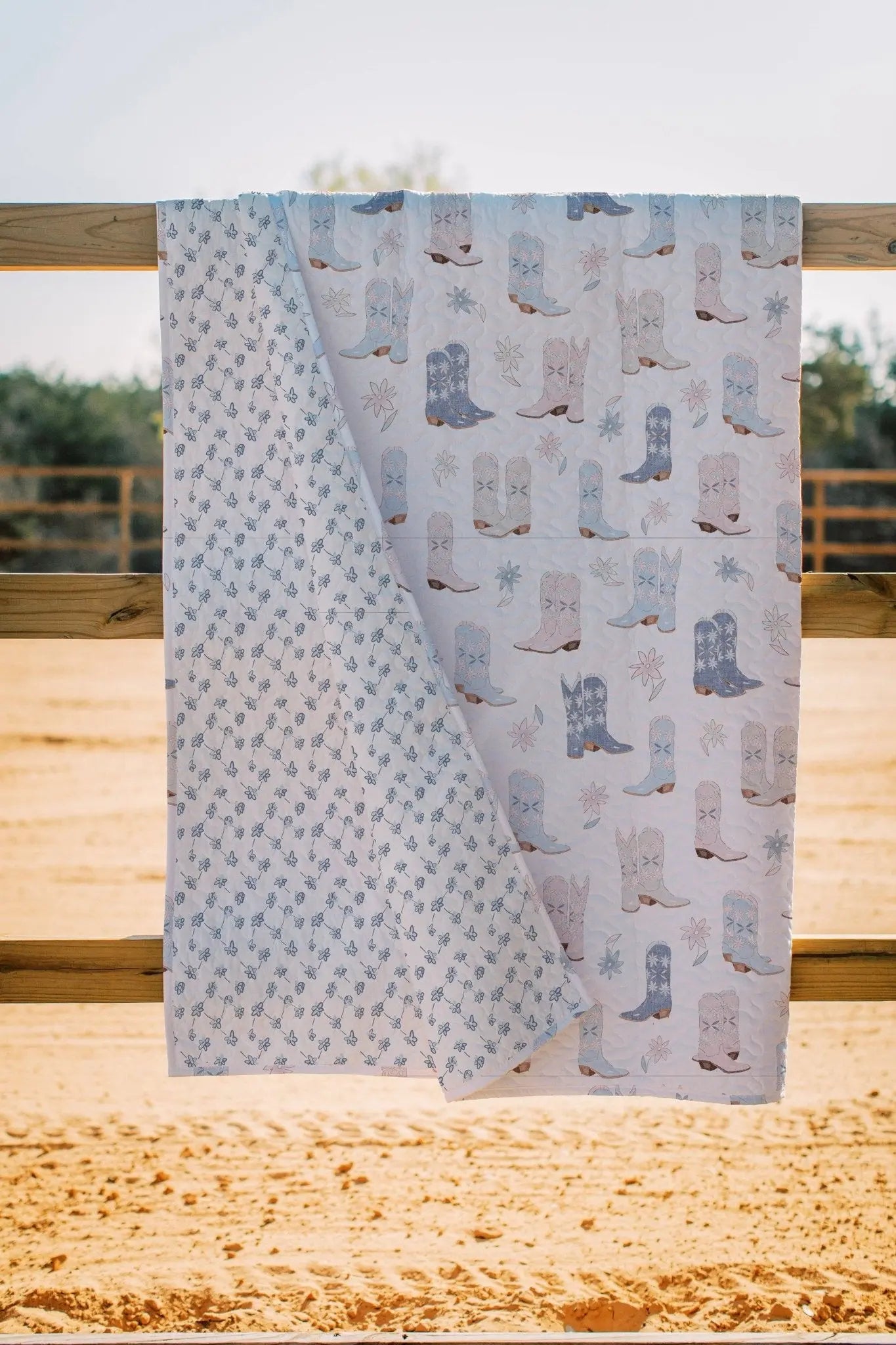 Daisy Boots Pastel Handmade Quilt - Bridle Up Hope Shop