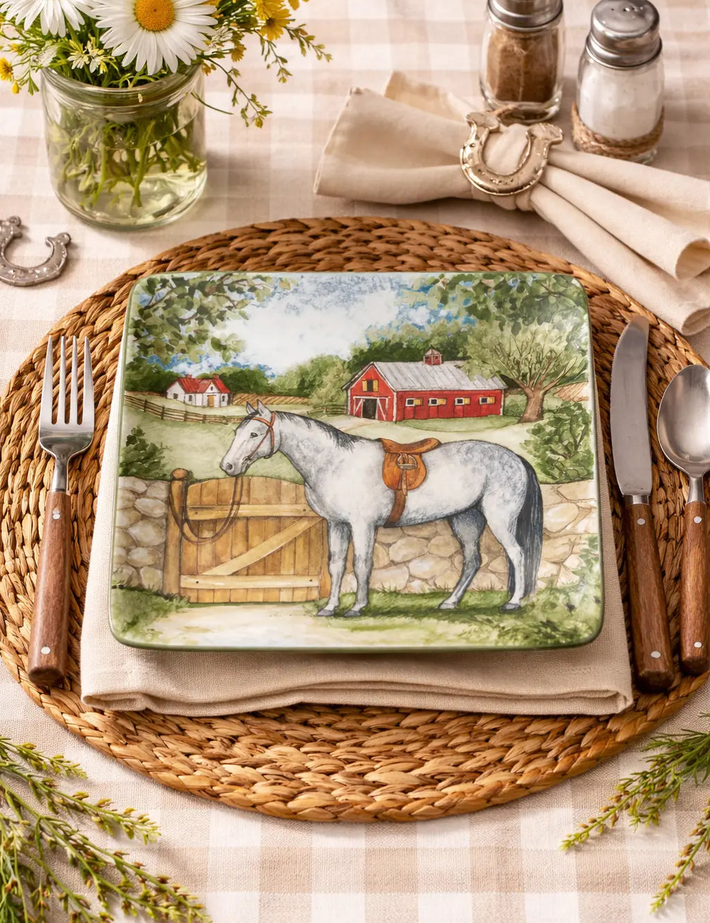 Dapple Gray Horse Dinner Plate - Bridle Up Hope Shop