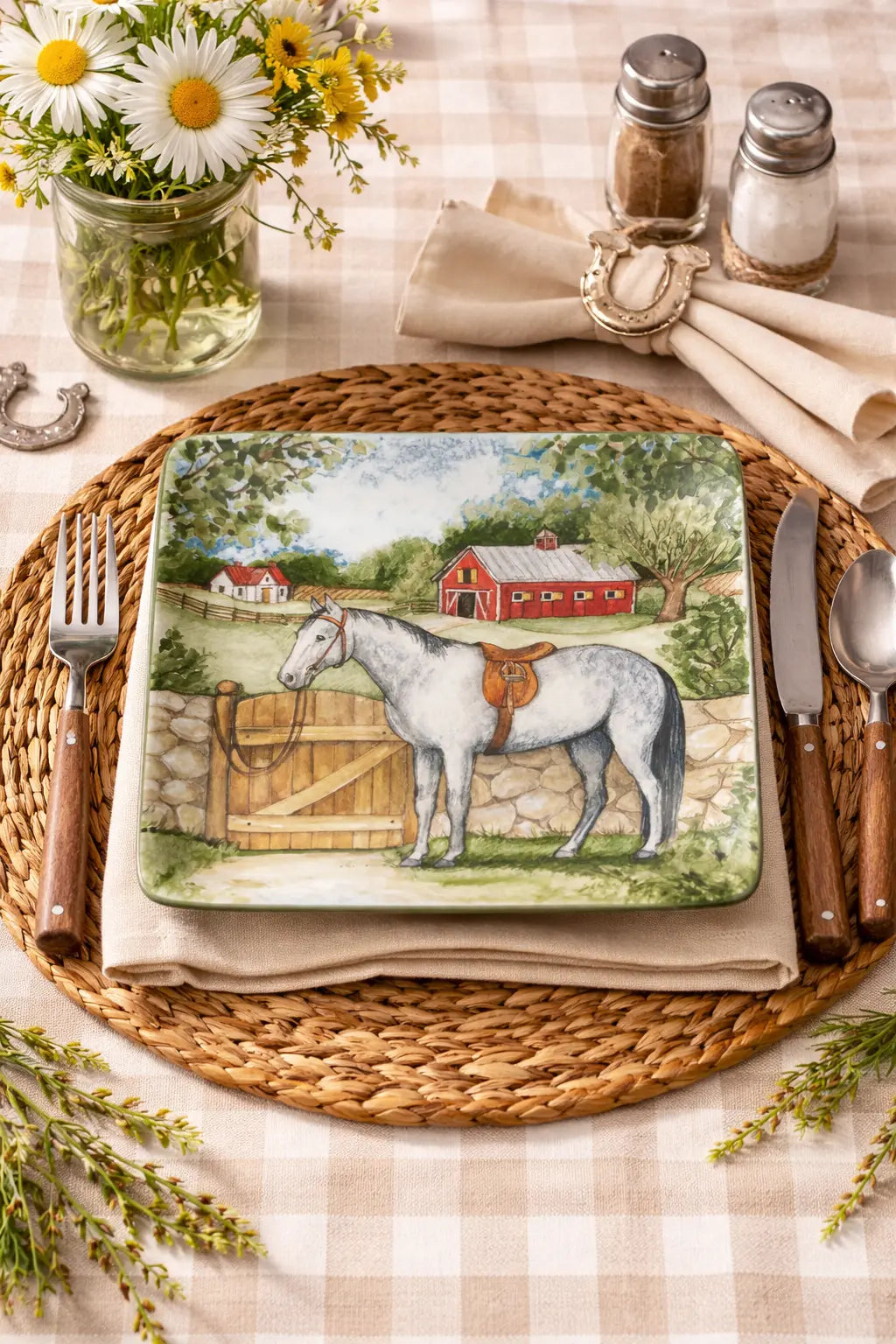 Dapple Gray Horse Dinner Plate - Bridle Up Hope Shop