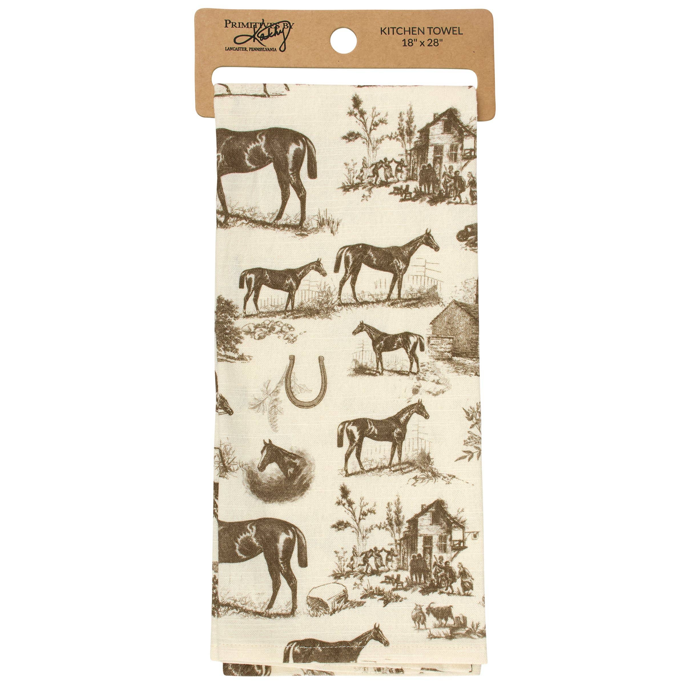 Horse Toile Kitchen Towel