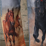 Calça Jeans Barrel com Estampa de Cavalos "Run Free"