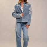 Denim Floral Work Jacket - Bridle Up Hope Shop