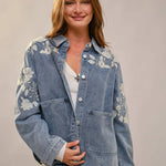 Denim Floral Work Jacket - Bridle Up Hope Shop