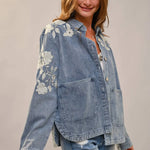 Denim Floral Work Jacket - Bridle Up Hope Shop