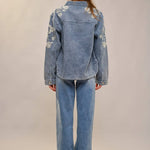 Denim Floral Work Jacket - Bridle Up Hope Shop