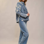 Denim Floral Work Jacket - Bridle Up Hope Shop