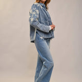 Denim Floral Work Jacket - Bridle Up Hope Shop