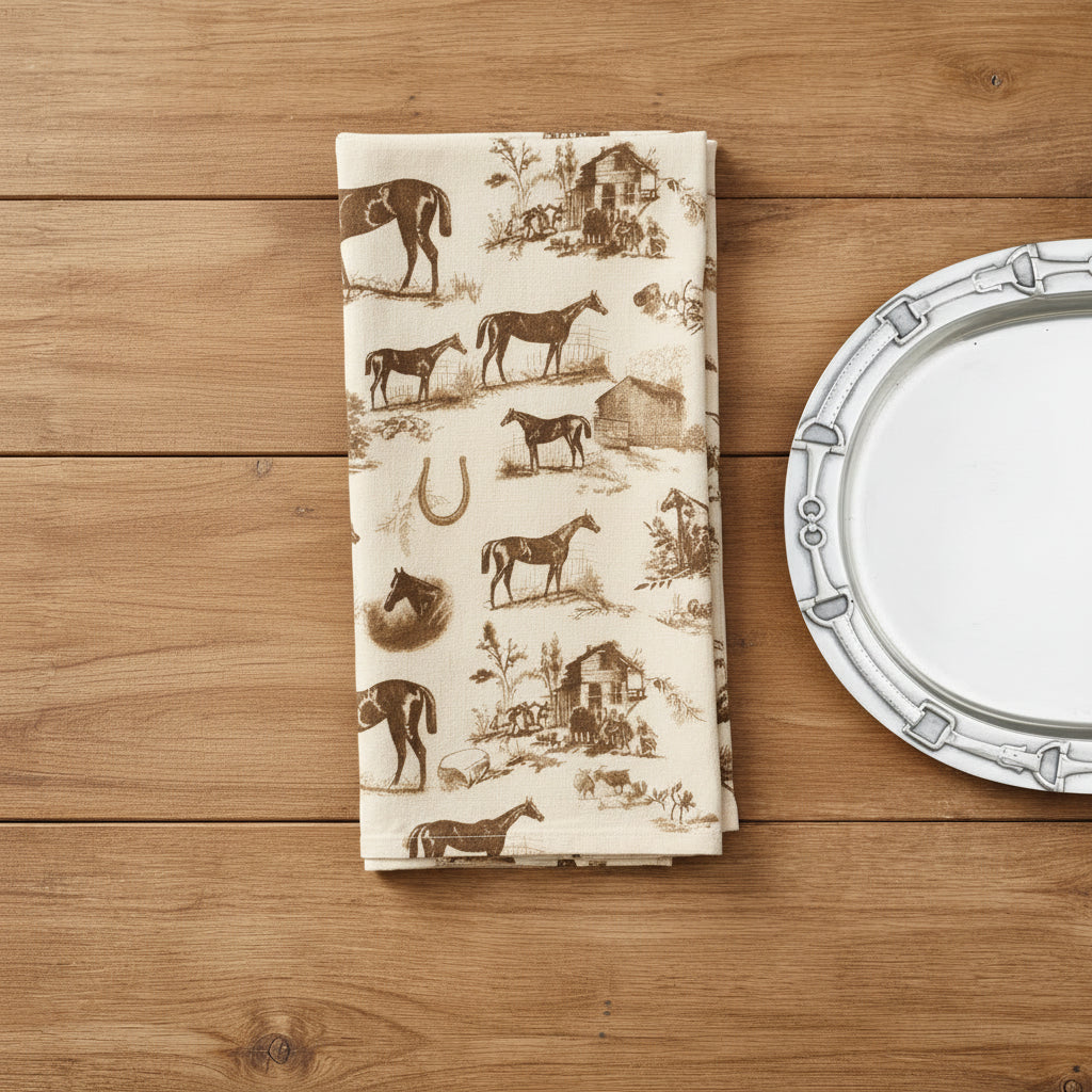 Horse Toile Kitchen Towel