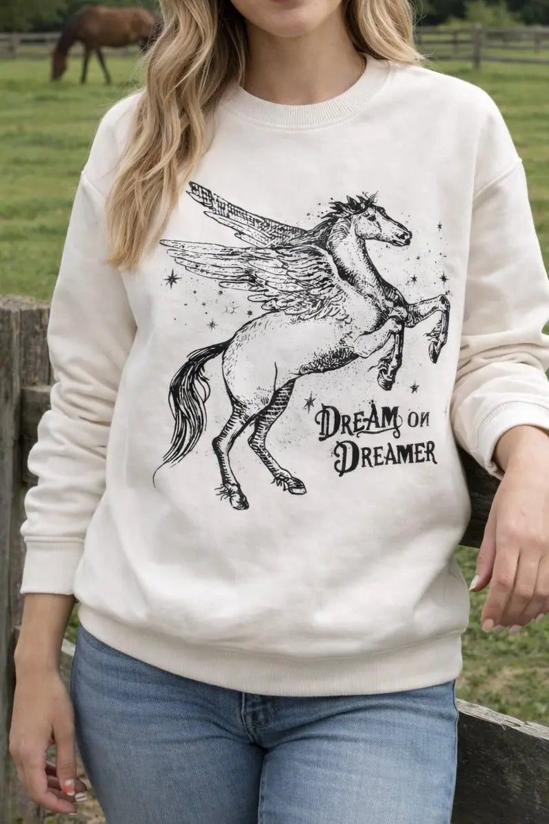 Dream On Dreamer Horse Sweatshirt - Bridle Up Hope Shop