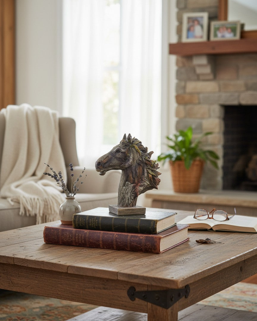 Driftwood Horse Head Statue