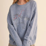 Dusty Blue Horse Sweater - Bridle Up Hope Shop