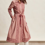 Cowgirl Embroidered Dress in Dusty Rose