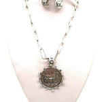 Equestrian Coin Necklace + Earrings Set