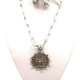 Equestrian Coin Necklace + Earrings Set