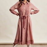 Cowgirl Embroidered Dress in Dusty Rose