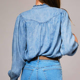Dolly Denim Ruffle Blouse