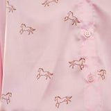 Satin Horse Motif Button Blouse