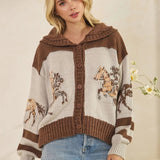 Whimsy Hooves Knit Cardigan (Mocha)