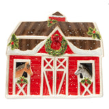 Horse Barn Christmas Cookie Jar