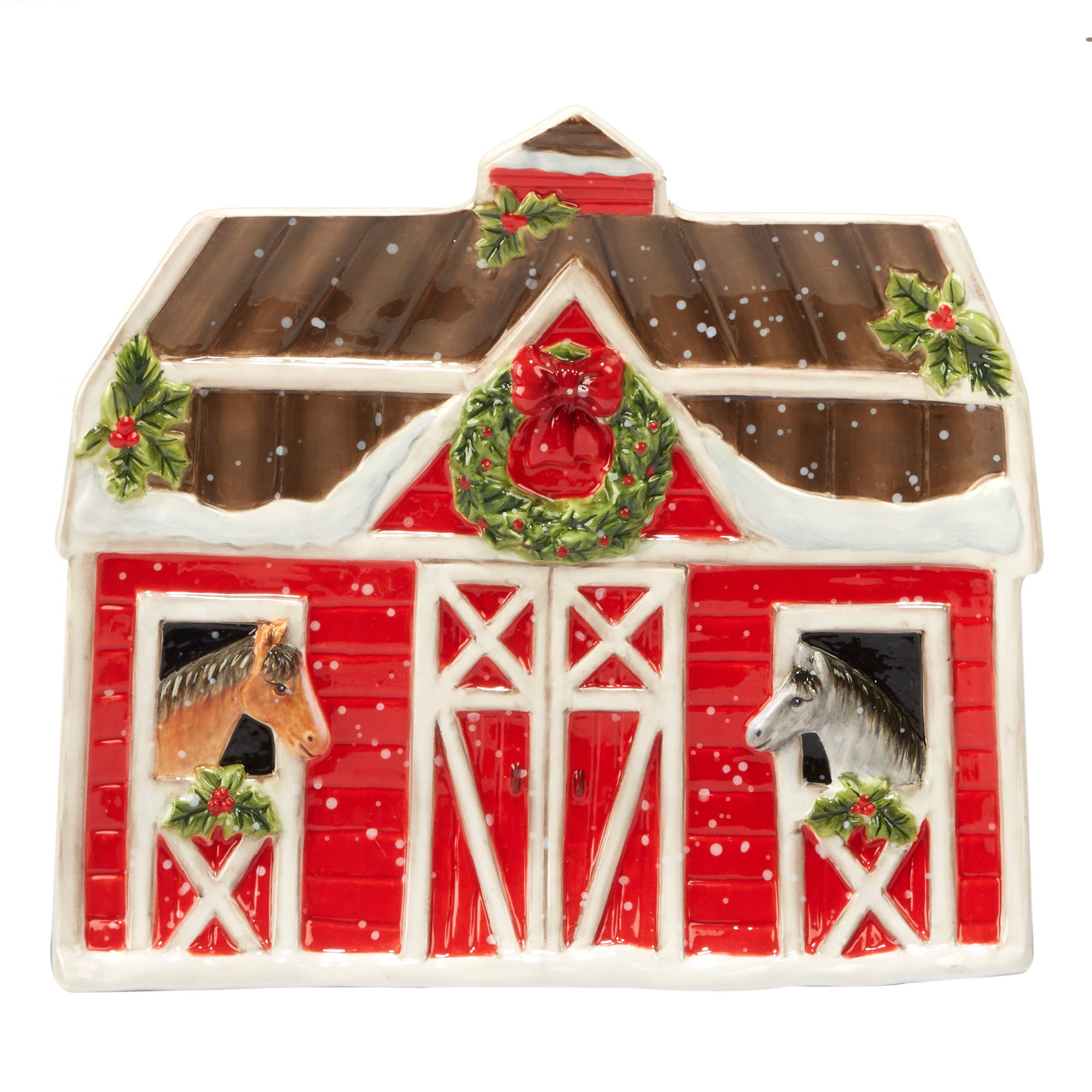 Horse Barn Christmas Cookie Jar
