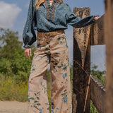 Floral Western Soft Stretch Twill Pants