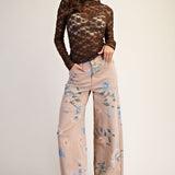 Floral Western Soft Stretch Twill Pants