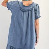 Chambray Ruffled Denim Dress