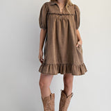 Ruffle Bottom Chambray Dress