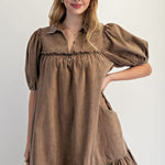 Ruffle Bottom Chambray Dress