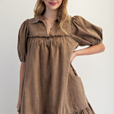 Ruffle Bottom Chambray Dress