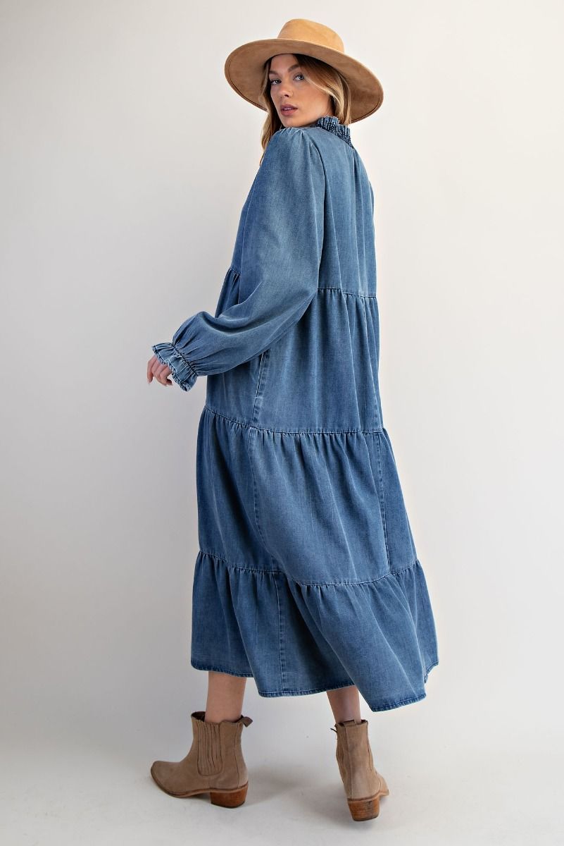 Jenna Denim Smocked Dress