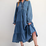 Jenna Denim Smocked Dress
