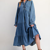 Jenna Denim Smocked Dress