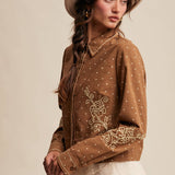 Espresso Ranch Embroidered Blouse