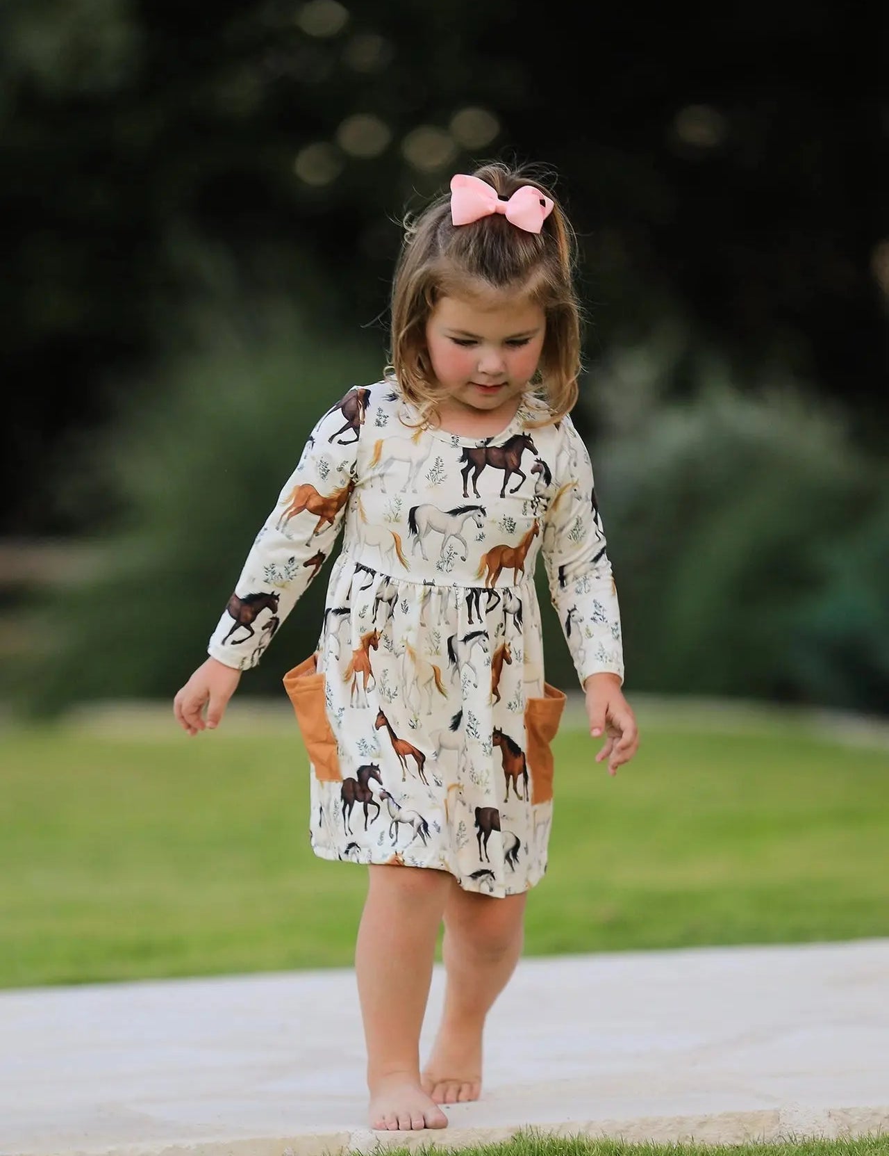 Elegant Horses Girl's Long Sleeve Dress - Bridle Up Hope Shop