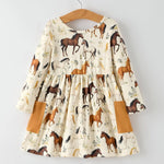 Elegant Horses Girl's Long Sleeve Dress - Bridle Up Hope Shop