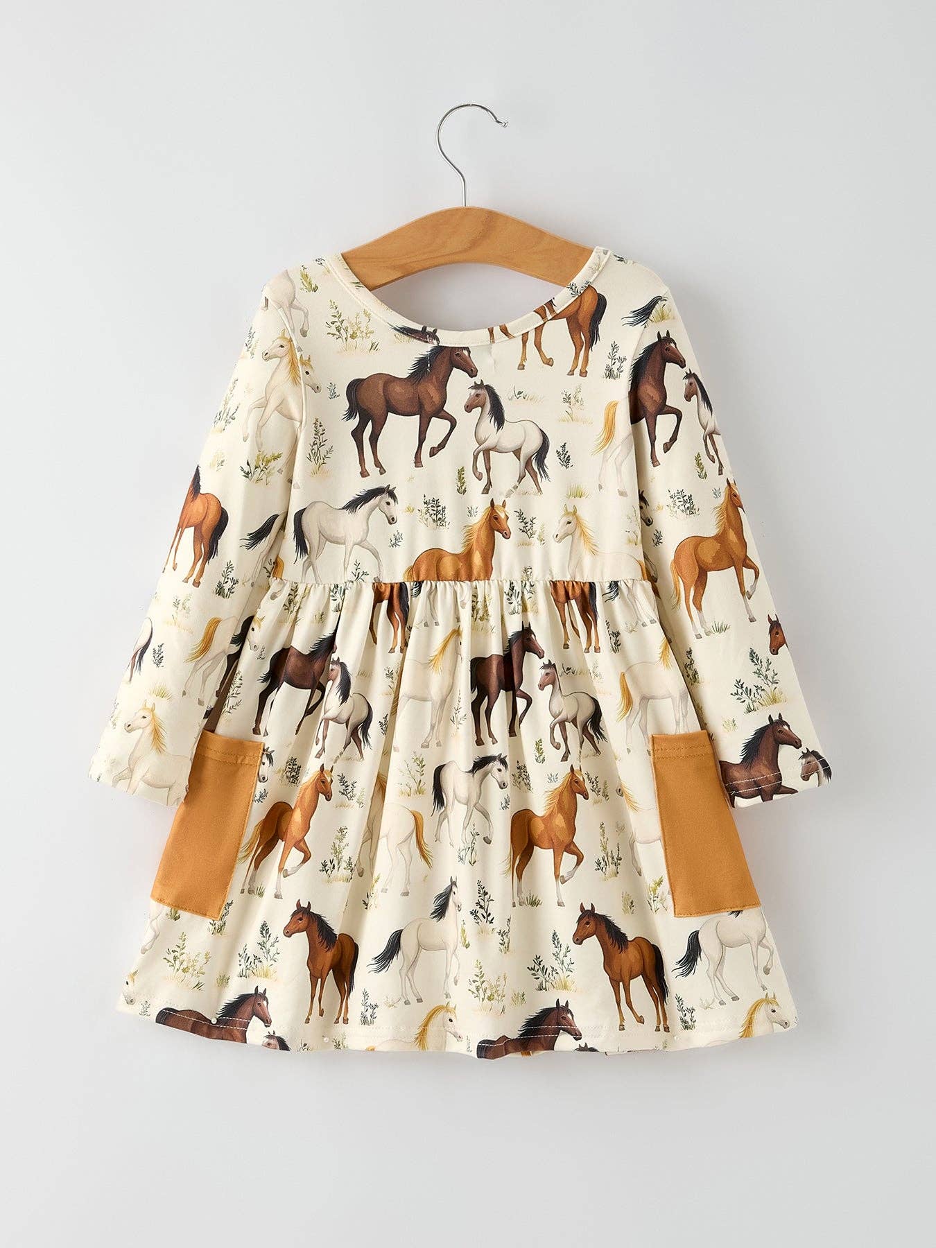 Elegant Horses Girl's Long Sleeve Dress - Bridle Up Hope Shop