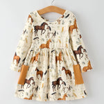 Elegant Horses Girl's Long Sleeve Dress - Bridle Up Hope Shop