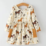 Elegant Horses Girl's Long Sleeve Dress - Bridle Up Hope Shop