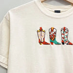 Embroidered Western Boots Tee - Bridle Up Hope Shop