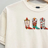 Embroidered Western Boots Tee - Bridle Up Hope Shop