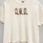 Embroidered Western Boots Tee - Bridle Up Hope Shop