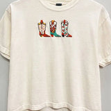 Embroidered Western Boots Tee - Bridle Up Hope Shop