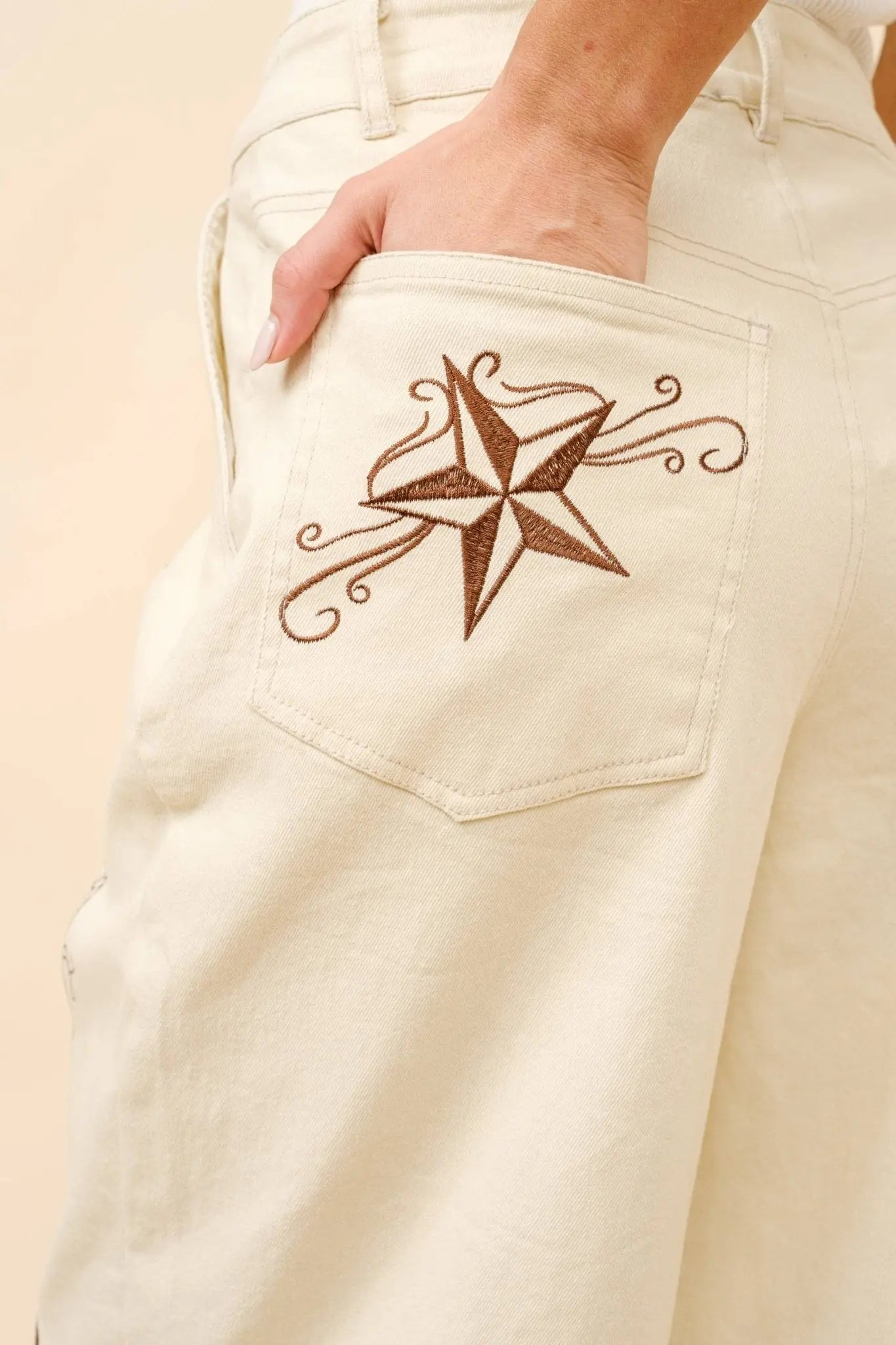 Embroidered Western Twill Loose Jeans - Bridle Up Hope Shop